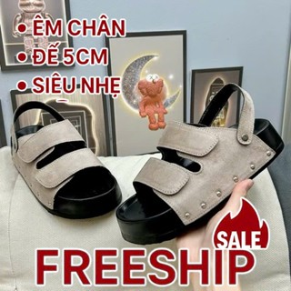  Dép Sandal Quai Da Mềm,Sandal Quai Hậu Da Lộn Đế Đinh Hot Trend 2025 Dễ Phối Đồ 