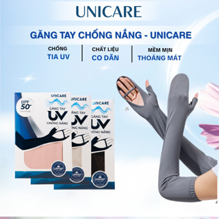 Găng Tay Chống Nắng Unicare, Găng Tay Xỏ Ngón Chống Tia UV Nam Nữ Dài Tay Vải Băng Lụa Lạnh Mềm Mịn