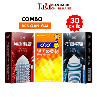  Combo Bao Cao Su Gân Gai Siêu Mỏng – OLO Cat Tongue Wolf Tooth Thread Spiral  10 Cái Hộp  