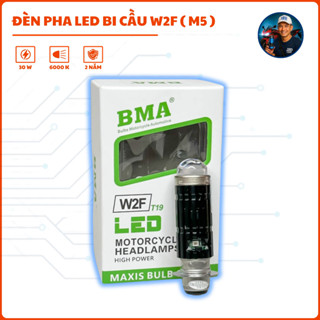 Đèn Pha Bi Cầu W2F BMA - Chân Bóng M5 Cos Trắng Pha Trắng Lắp Cho Xe MáyDream, Wave Nhỏ, Fu1...