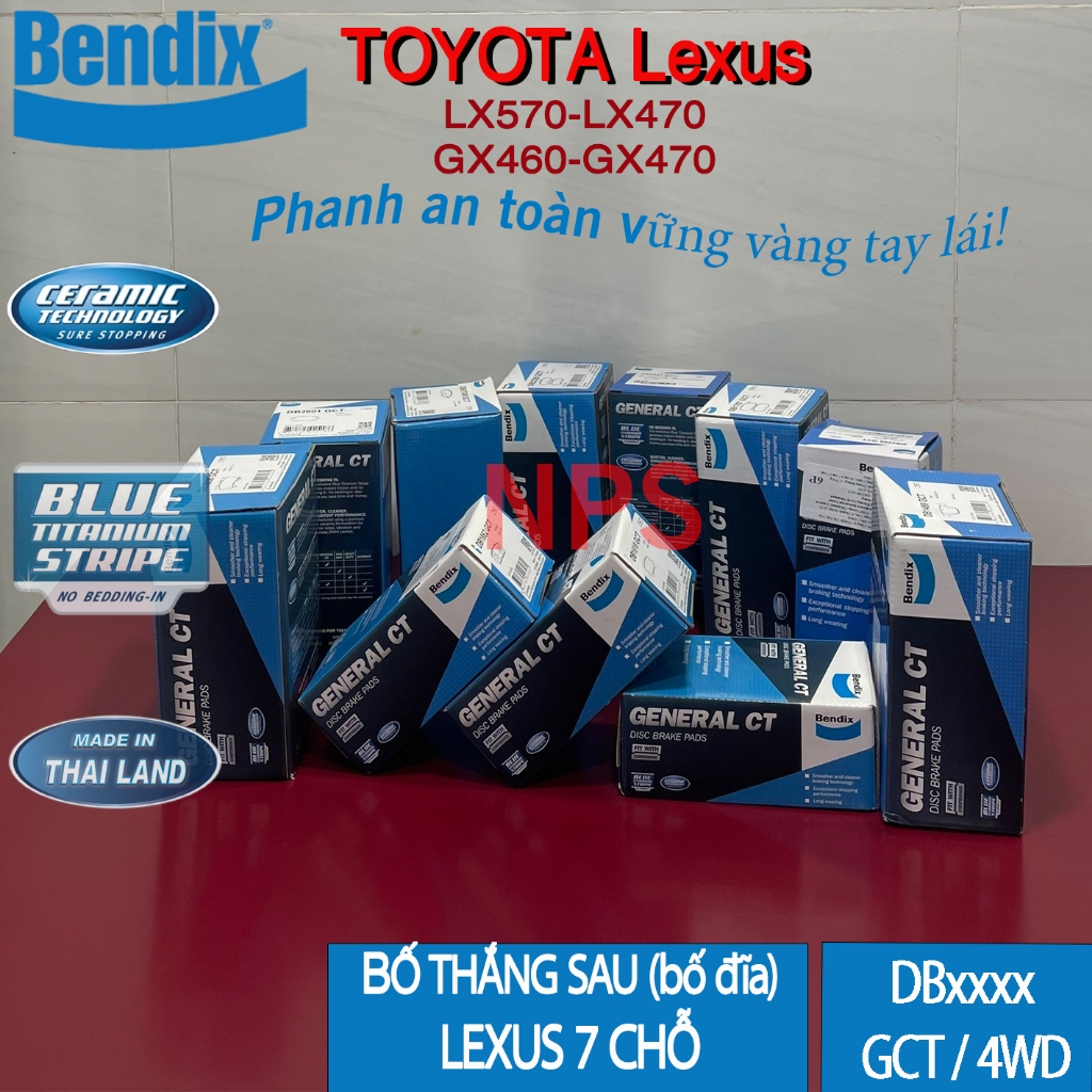 Bố thắng sau (bố đĩa/má phanh) LEXUS LX570, LX470, GX460(4.6), GX470(4.7) (Bendix)