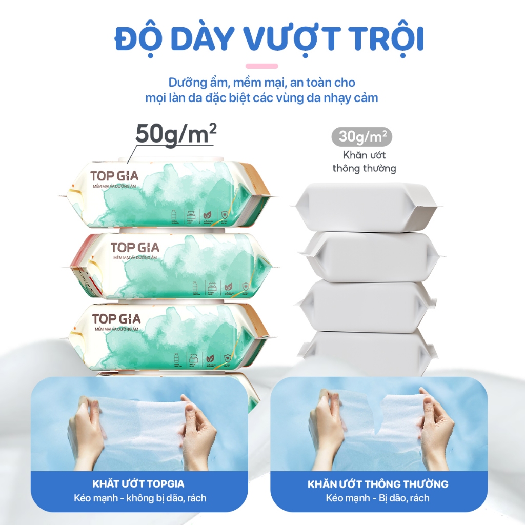 Thùng khăn ướt Topgia 80 tờ không cồn không parabens cao cấp dành cho mẹ và bé | BigBuy360 - bigbuy360.vn