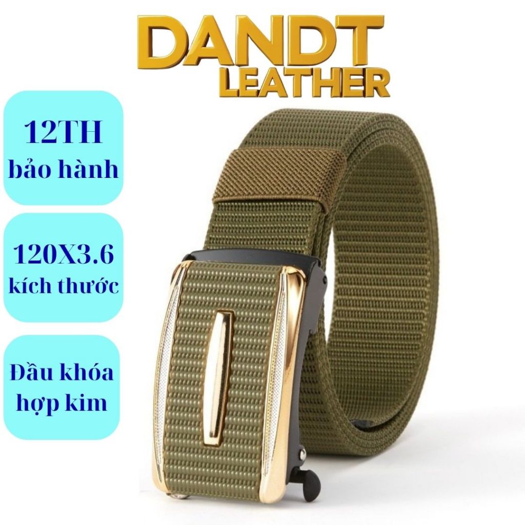 Dây lưng nam Vải dù Canvas. Đầu khóa Vàng