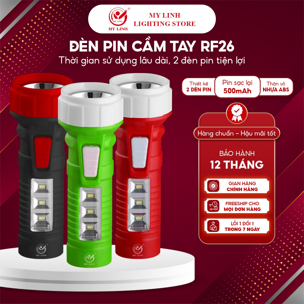 Đèn pin cầm tay hiệu Mỹ Linh-RF26, RF85, RF86,hoạt động bằng pin sạc, nhỏ gọn, đa năng