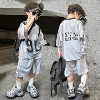  BABYBUYvip 5113 - Bộ quần áo lưới sô 90 màu ghi cho bé trai và bé gái chất mỏng mát mềm rủ. 