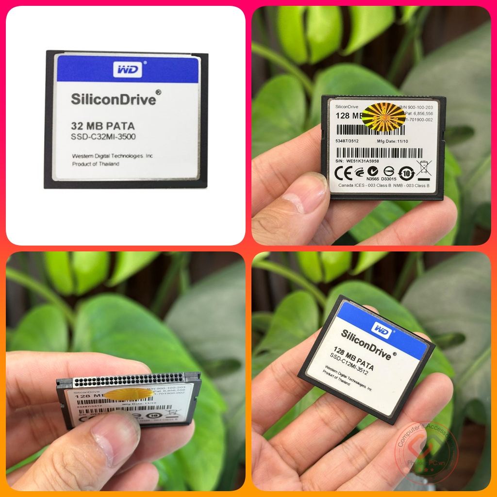 Thẻ nhớ CF (compact flash memory card) thương hiệu WD SiliconDriv. dung lượng 32MB/64MB/128MB/256MB/