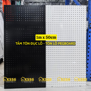 (1mx50cm) Tấm tôn đục lỗ treo đồ nghề, bảng tôn lỗ treo phụ kiện, tôn lỗ Pegboard gắn tường