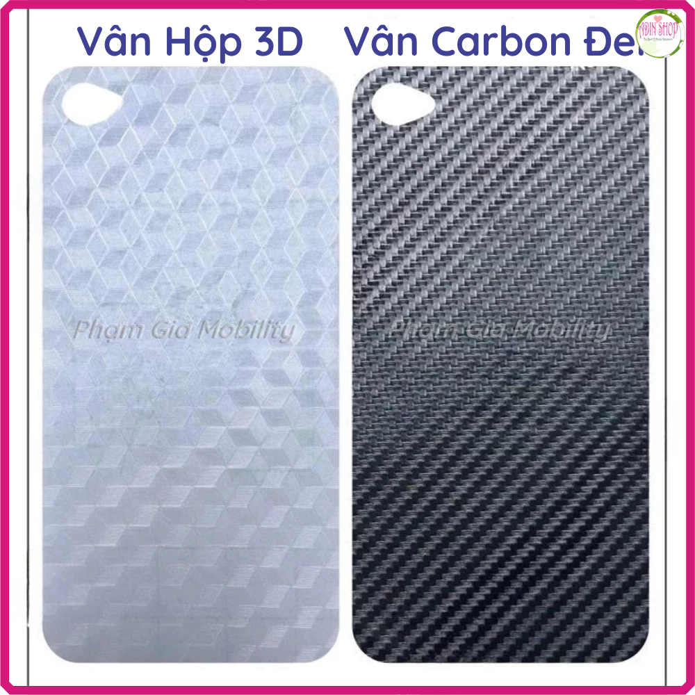 Miếng dán Skin Carbon iPhone 4/ 4s dành cho mặt lưng, cạnh viền cao cấp chống trầy xước