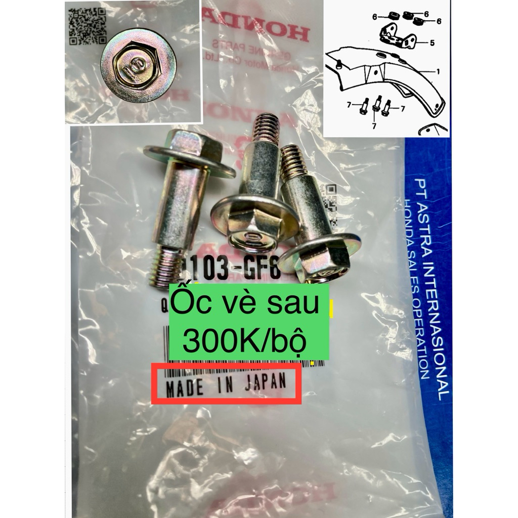 bộ 3 ốc dè, vè sau Honda win 100 chính hãng Japan