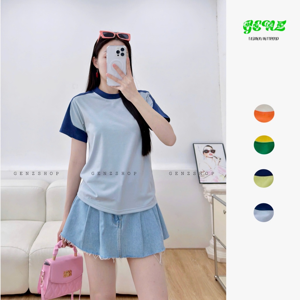 Áo Thun Babytee Tay Phối Màu Rực Rỡ Sắc Hè Genz Basic BBT26 | BigBuy360 - bigbuy360.vn