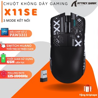 Chuột Không Dây Gaming Attack Shark X11SE - Siêu Nhẹ 63g, 3 Chế Độ Kết Nối DPI 22000 Pin Trâu 65 Giờ