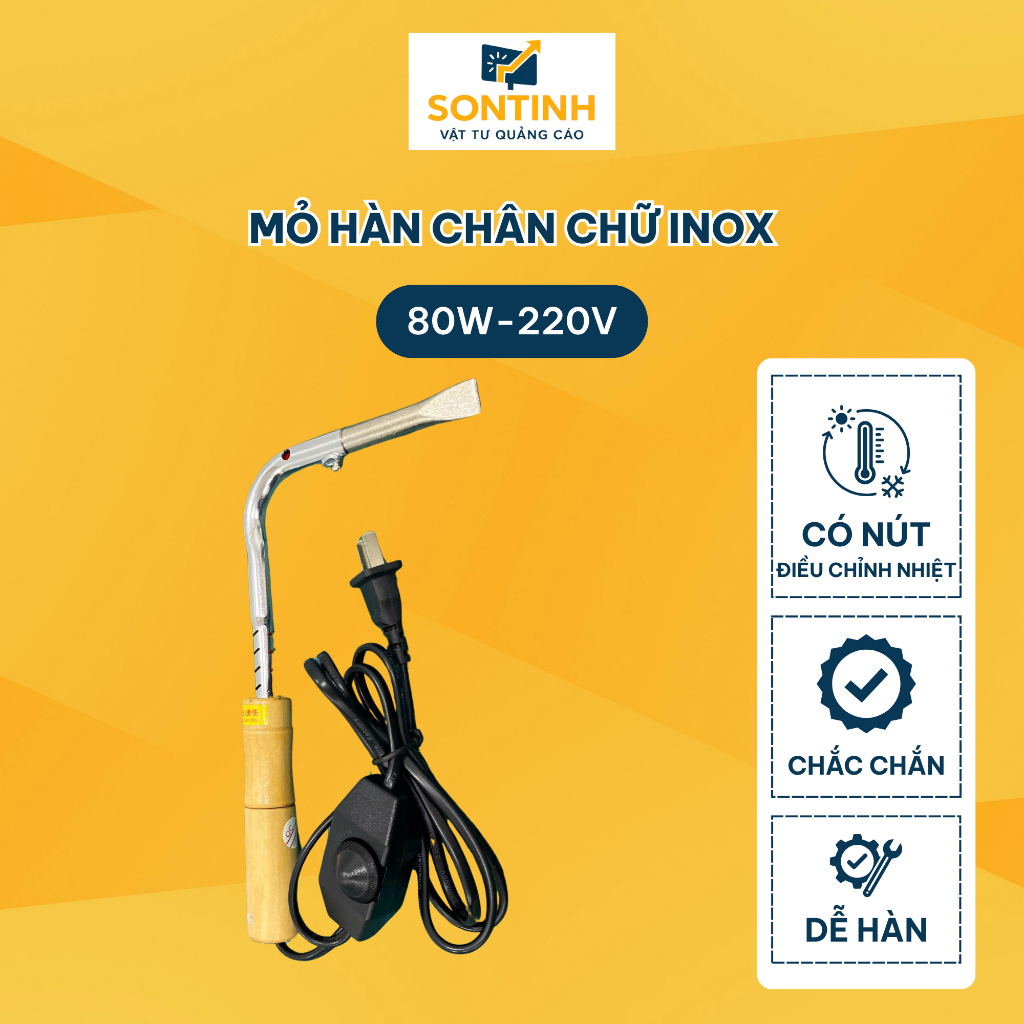 Mỏ Hàn Chân Chữ Inox Công Suất 80W Toả Nhiệt Nhanh Có Nút Điều Chỉnh Nhiệt Độ Thi Công Quảng Cáo