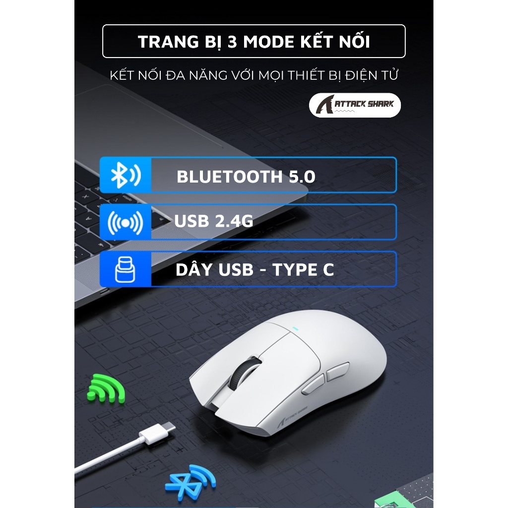 Chuột Không Dây Gaming Attack Shark X11SE - Siêu Nhẹ 63g, 3 Chế Độ Kết Nối DPI 22000 Pin Trâu 65 Giờ | BigBuy360 - bigbuy360.vn