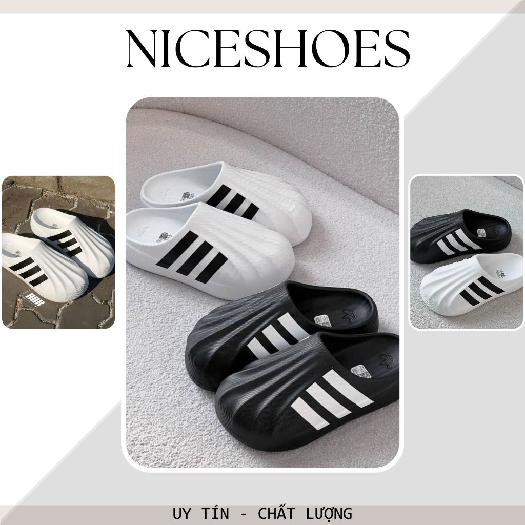 Giày Thể Thao Nam Nữ 3 sọc, Giày Sục Đạp Gót Unisex Trắng Đen (CÓ HỖ TRỢ ĐỔI SIZE) || Sục A_D_FOM