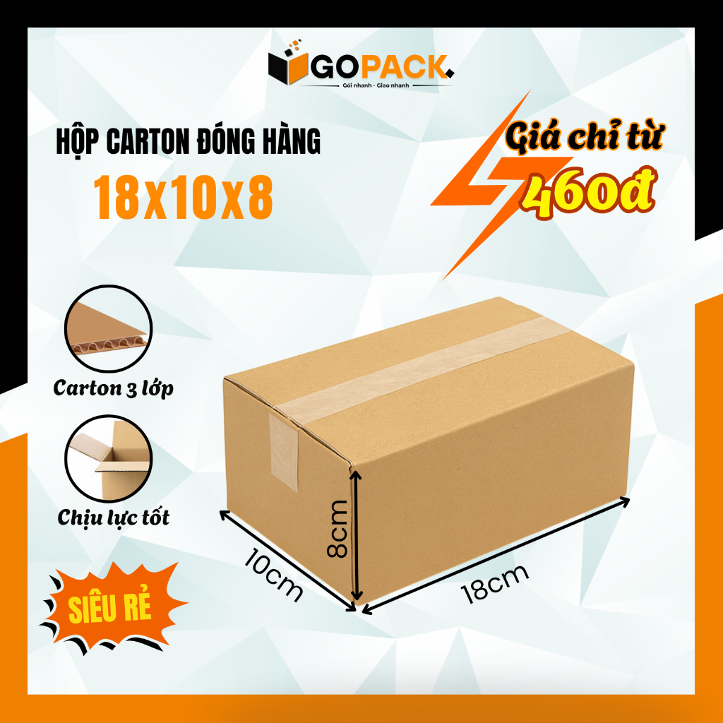 [Combo 100] Hộp Carton Đóng Hàng 18x10x8 hộp giấy đóng gói đựng mỹ phẩm phụ kiện giá rẻ - GOPACK