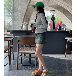 Chân váy jean denim dáng chữ A trơn TiQi Jeans V-267