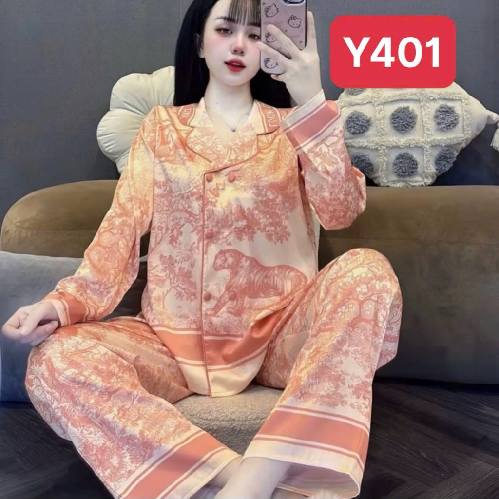 Pijama Cổ Vest Y4 Kim Thanh - Lụa Latin Tay Dài Nút Bọc Mềm Mịn Thoáng Mát Mặc Nhà Size 40-75kg | BigBuy360 - bigbuy360.vn