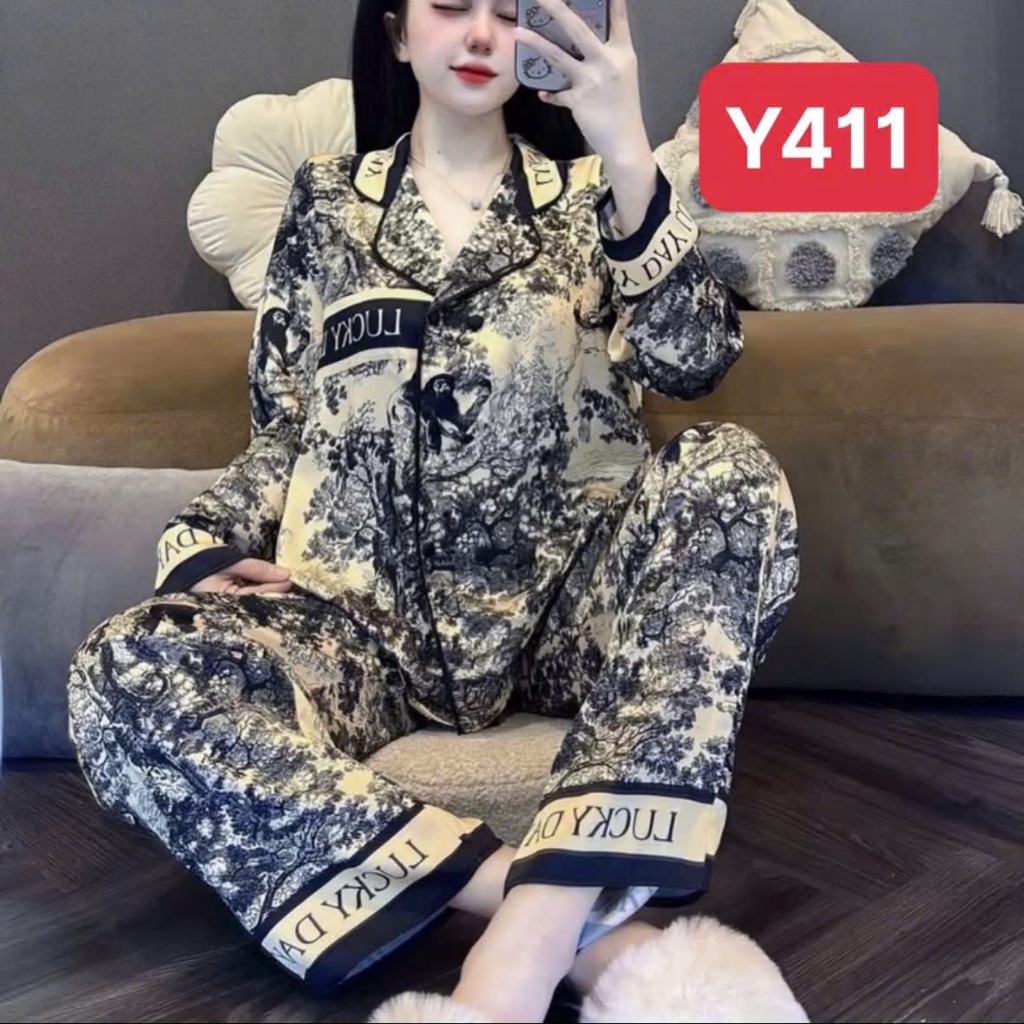 Pijama Cổ Vest Y4 Kim Thanh - Lụa Latin Tay Dài Nút Bọc Mềm Mịn Thoáng Mát Mặc Nhà Size 40-75kg | BigBuy360 - bigbuy360.vn