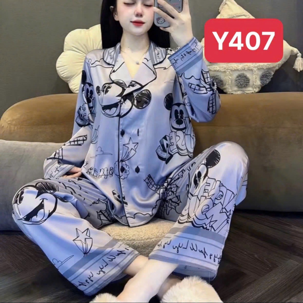 Pijama Cổ Vest Y4 Kim Thanh - Lụa Latin Tay Dài Nút Bọc Mềm Mịn Thoáng Mát Mặc Nhà Size 40-75kg | BigBuy360 - bigbuy360.vn