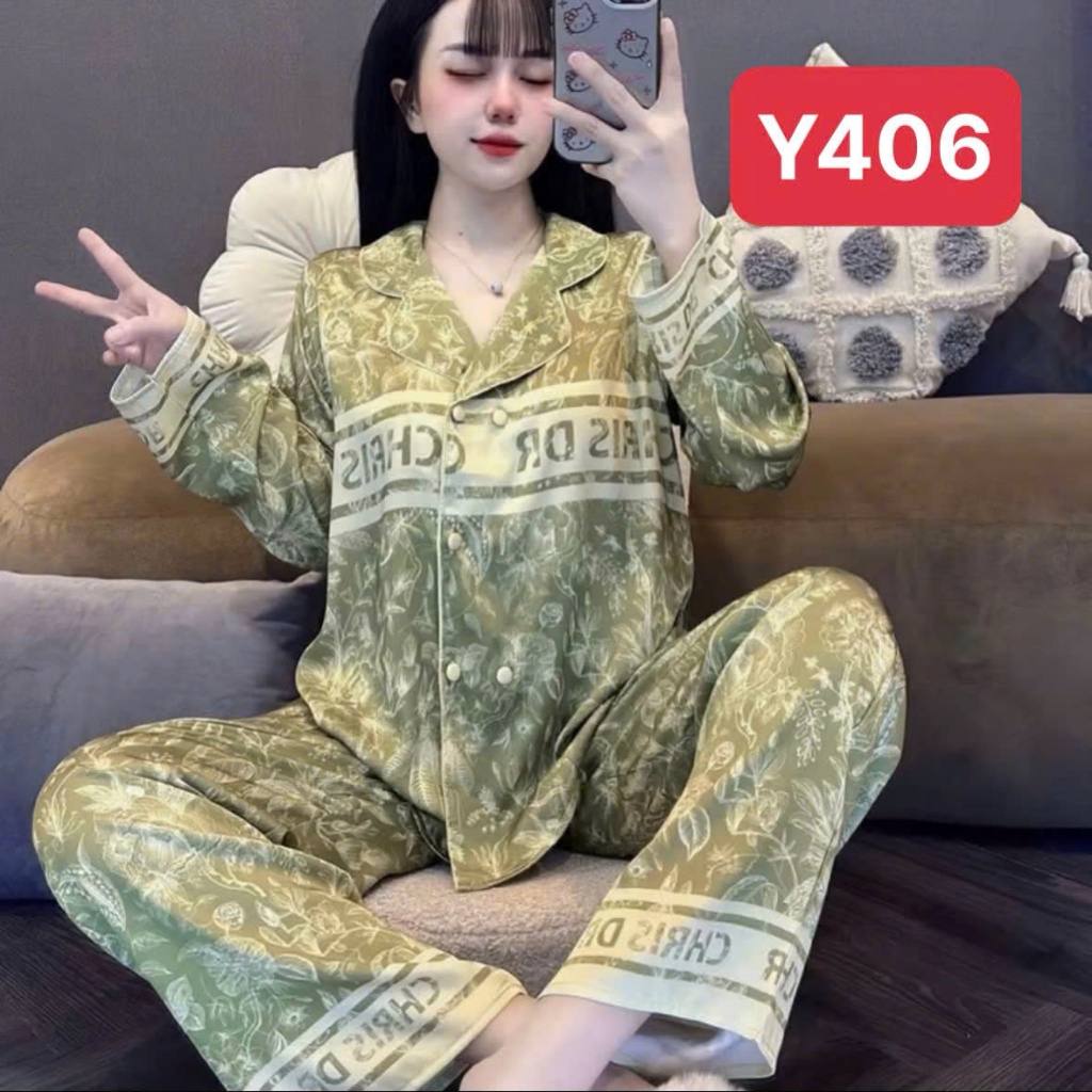 Pijama Cổ Vest Y4 Kim Thanh - Lụa Latin Tay Dài Nút Bọc Mềm Mịn Thoáng Mát Mặc Nhà Size 40-75kg | BigBuy360 - bigbuy360.vn