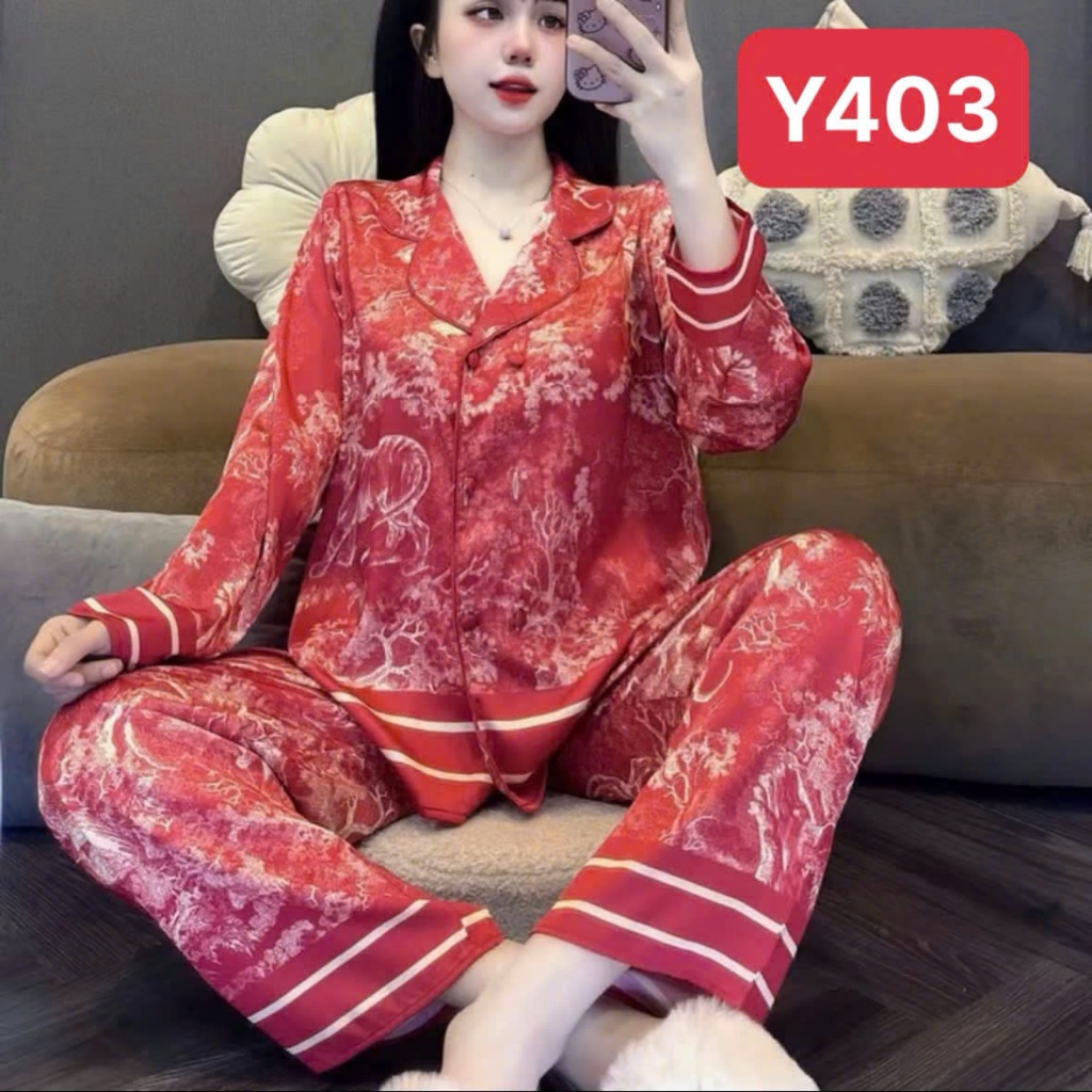 Pijama Cổ Vest Y4 Kim Thanh - Lụa Latin Tay Dài Nút Bọc Mềm Mịn Thoáng Mát Mặc Nhà Size 40-75kg | BigBuy360 - bigbuy360.vn