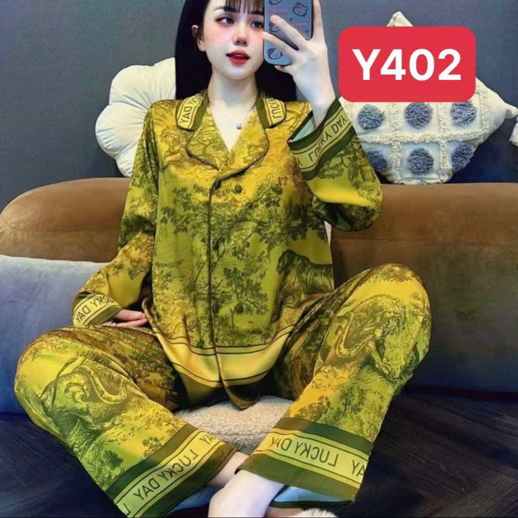 Pijama Cổ Vest Y4 Kim Thanh - Lụa Latin Tay Dài Nút Bọc Mềm Mịn Thoáng Mát Mặc Nhà Size 40-75kg | BigBuy360 - bigbuy360.vn