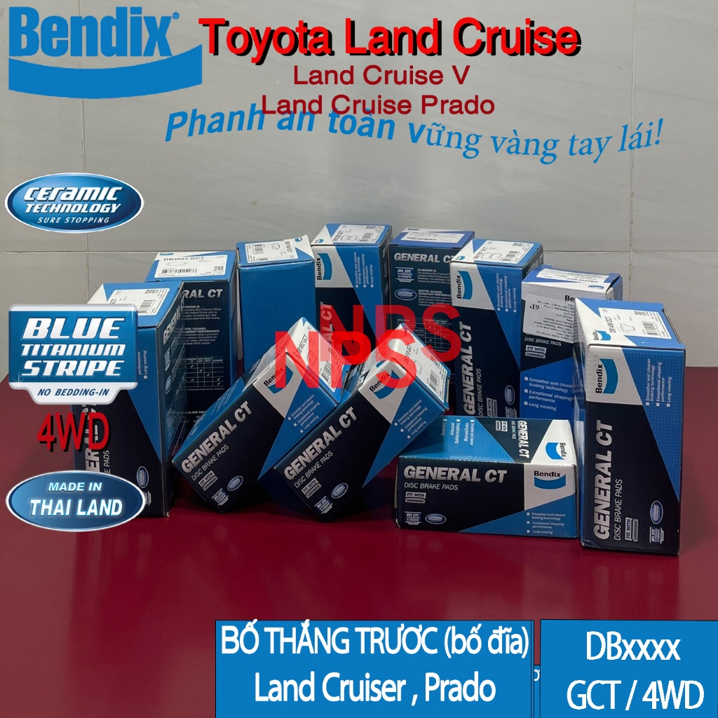 Bố thắng trước (bố đĩa/má phanh) TOYOTA Land Cruiser V8, Land Cruiser Prado (Bendix)