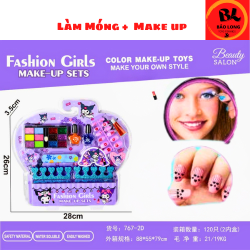 Bộ đồ chơi trang điểm và làm nail cho bé gái – Phong cách hoạt hình dễ thương
