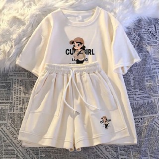 Set đồ nữ CUTEGIRL ba sọc,bộ quần áo nữ mặc nhà Cotton 4 Chiều 260gsm thoáng mát bộ thể thao nữ mùa hè tay lỡ quần short