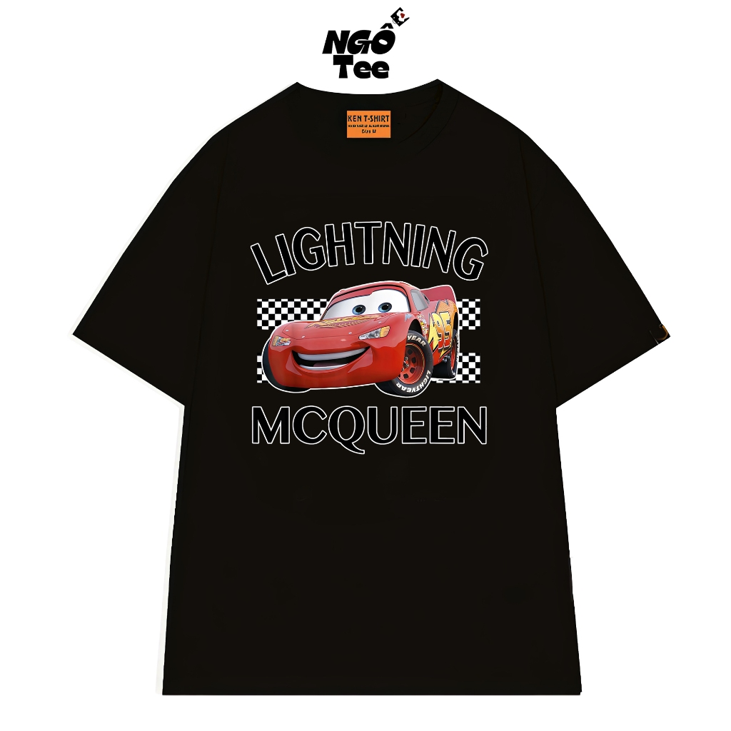 Áo Thun NGỐ TEE Hoạt Hình Cars Lightning McQueen Hoàn Thành Đường Đua Vải Cotton 75 Mát Mẻ Form Rộng