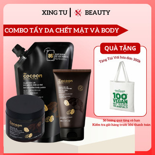  Combo Tẩy Da Chết Mặt và Body Cocoon Túi Tẩy Tế Bào Chết 600ml hũ ttbc Cocoon - Xingtu Beauty 