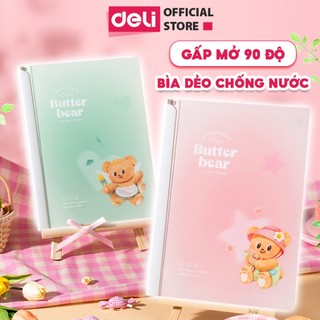  File Rút Gáy File Đựng Tài Liệu Bìa Kẹp Tài Liệu Gấu Bơ ButterBear x Deli Bìa Màu Pastel Tiện Lợi Cho Học Sinh 