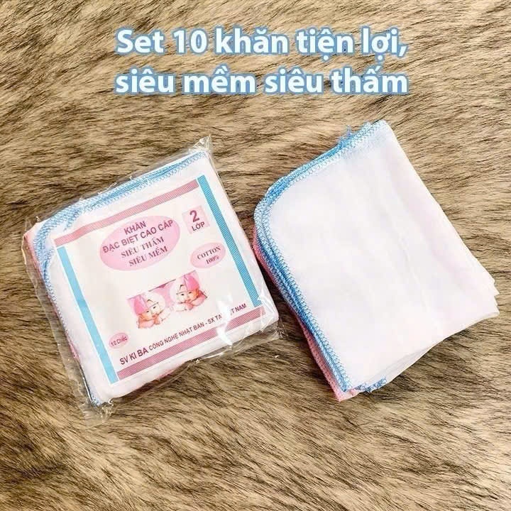 Set 10 Khăn Xô Sữa Cho Bé 2/3/4 Lớp