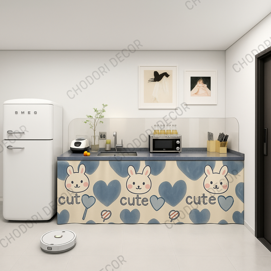  Rèm DÁN 1 LỚP Che Tủ Bếp Gas Rèm Dán Che Bếp Dưới  Phòng Trọ Tặng Kèm Keo Dán Chodori Decor 