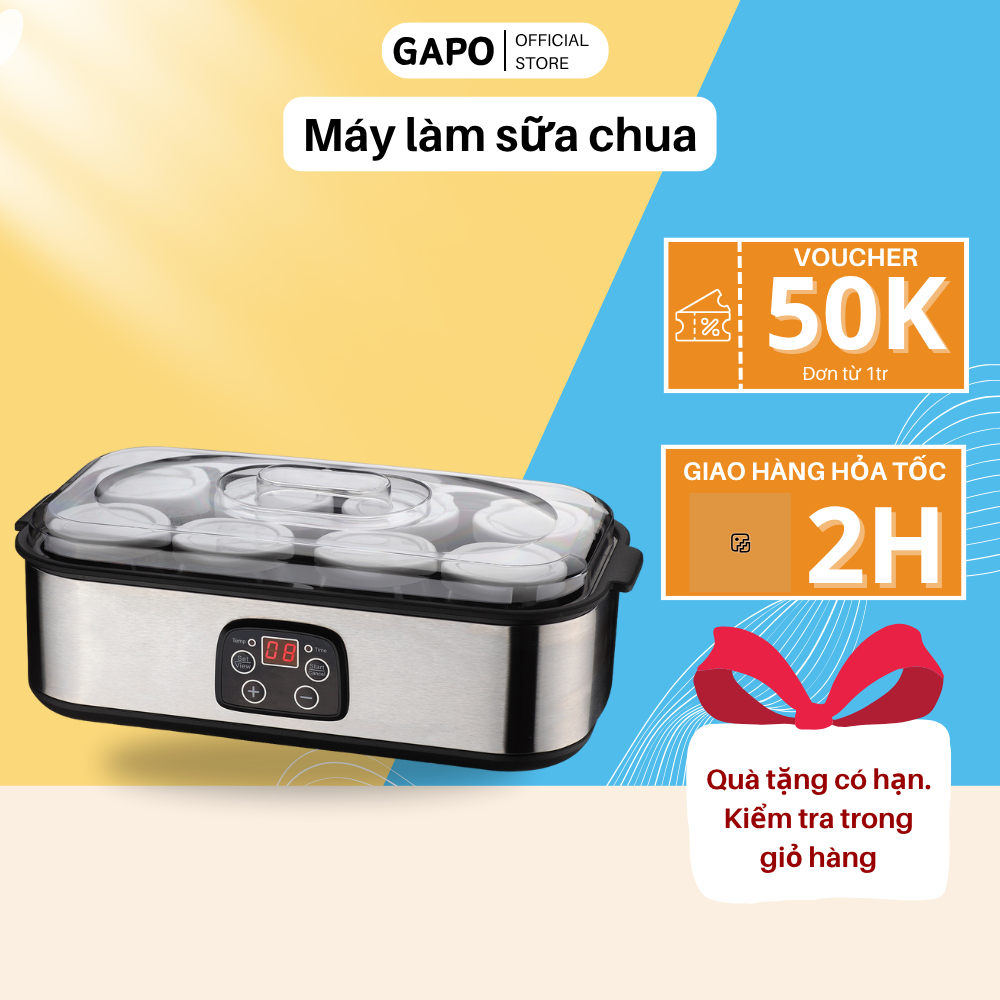 Máy Làm Sữa Chua, Máy Ủ Sữa Chua Tại Nhà An Toàn, Hiệu Quả Loại 8 Cốc Tặng Kèm Cốc