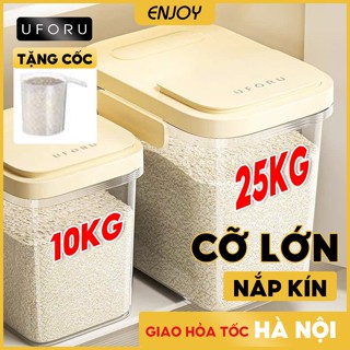 Thùng đựng gạo 25kg UFORU chống ẩm chống côn trùng mẫu mới 2025 chất liệu nhựa PP an toàn đựng thực phẩm - EJ661