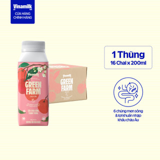   CHỈ GIAO HCM+HN  Thùng 16 chai sữa chua uống thanh trùng Vinamilk Green Farm Vải Nhài- chai 200ml 