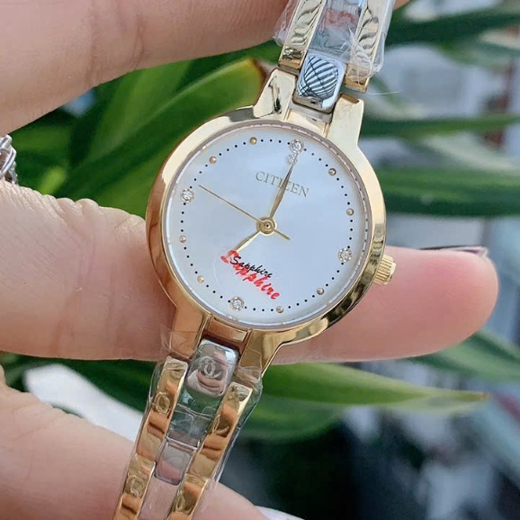 Đồng hồ nữ dáng lắc tay citizen 28mm kính sapphire dây thép không gỉ