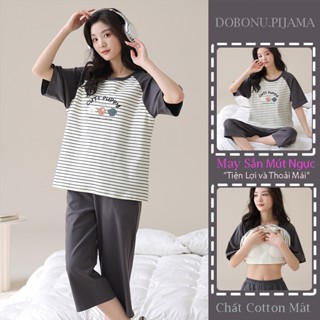 Set Đồ Nữ Pijama Dáng Lửng Mặc Nhà Có Sẵn Mút Ngực PMA16, Đồ Bộ Nữ Nhiều Họa Tiết, Đồ Ngủ Nữ Cao Cấp