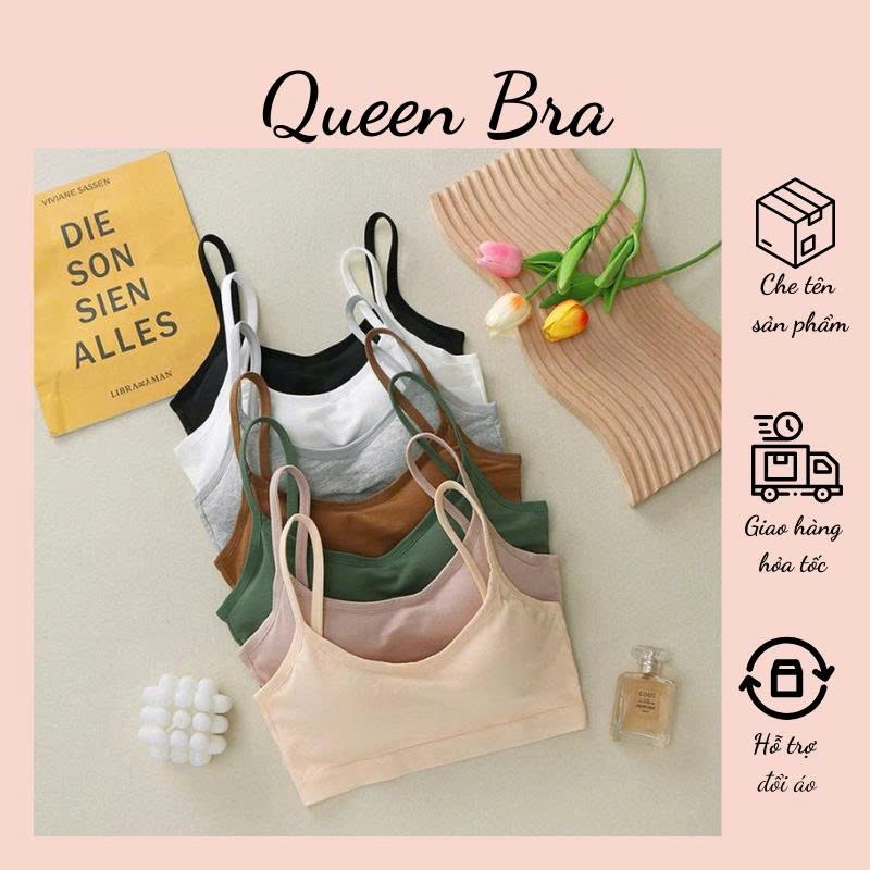 Áo bra mút liền bàn tay nâng ngực, áo lót cotton khoét chữ U, áo lá học sinh AB053, Queen.Nga