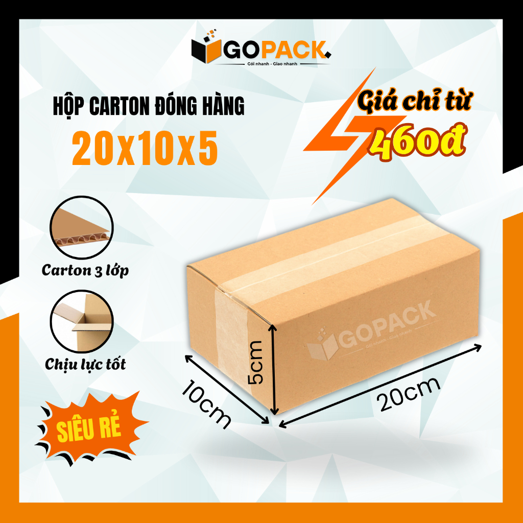 [Combo 100] Hộp Carton Đóng hàng 20x10x5 hộp giấy đóng gói hàng hóa mỹ phẩm giá rẻ tại xưởng-GOPACK