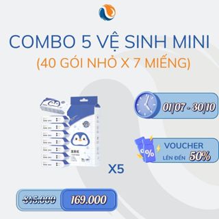 [XẢ KHO LÔ CUỐI - DATE T10/2025 - Combo 5 Túi] DEEYEO Giấy Ướt Vệ Sinh Tự Tan Trong Nước Mini (5 túi x 8 gói x 7 miếng)