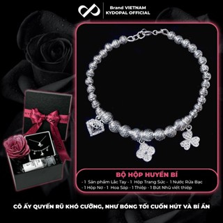  Lắc tay bạc nữ KYDOPAL cỏ bốn 4 lá cá tính vòng kiềng cứng lấp lánh trang sức bạc 925 - PAL9C5L3 