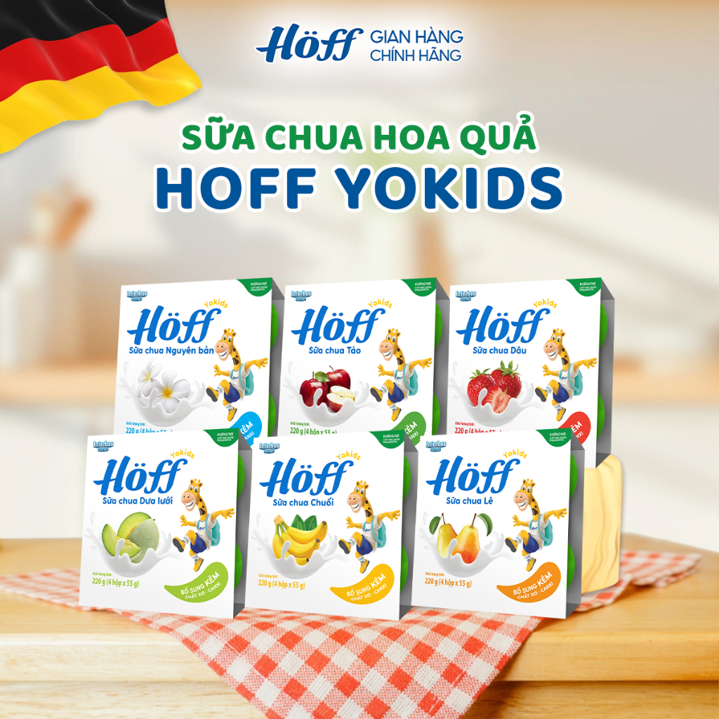 Combo 2 Lốc Sữa chua hoa quả HOFF Yokids mix vị hỗ trợ tiêu hoá cho bé ăn dặm (8 hộp x 55g)