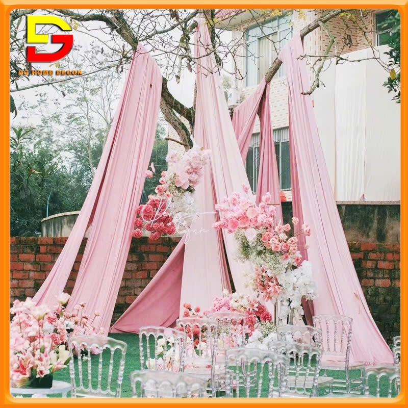 Rèm Vải Nhung Màu Hồng Làm Phông Nền Rèm Trang Trí Đám Cưới, Decor Sinh Nhật DG-710