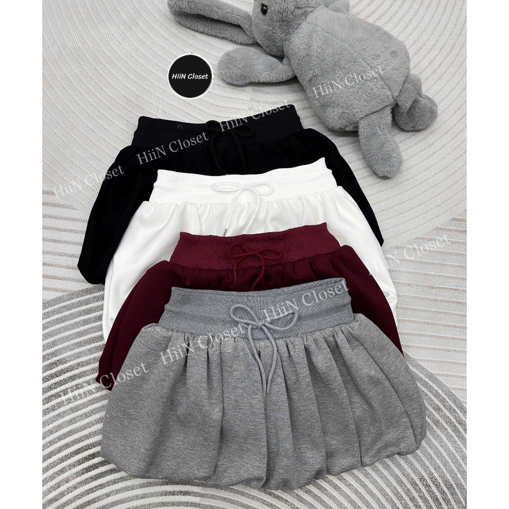 Quần váy Bí ngô chất nỉ 2 da ép mịn / Fom cạp cao ôm eo tôn dáng có dây rút HiiNClothing - 132