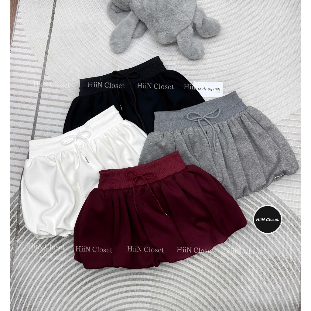 Quần váy Bí ngô chất nỉ 2 da ép mịn có lót trong / Fom cạp cao tôn dáng có dây rút HiiNCloset - 132