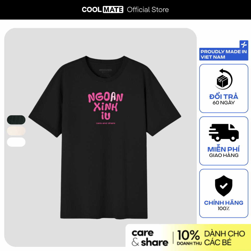 [SALE TẾT]Áo thun in ngắn tay 100% Cotton 220gsm Care & Share - ÁO ẤM CHO EM - NGOAN XINH YÊU Coolma