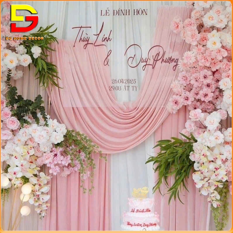 Rèm Vải Thun Lạnh Hồng Rèm Trang Trí Sinh Nhật Decor Tiệc Cưới Sự Kiện DG-789