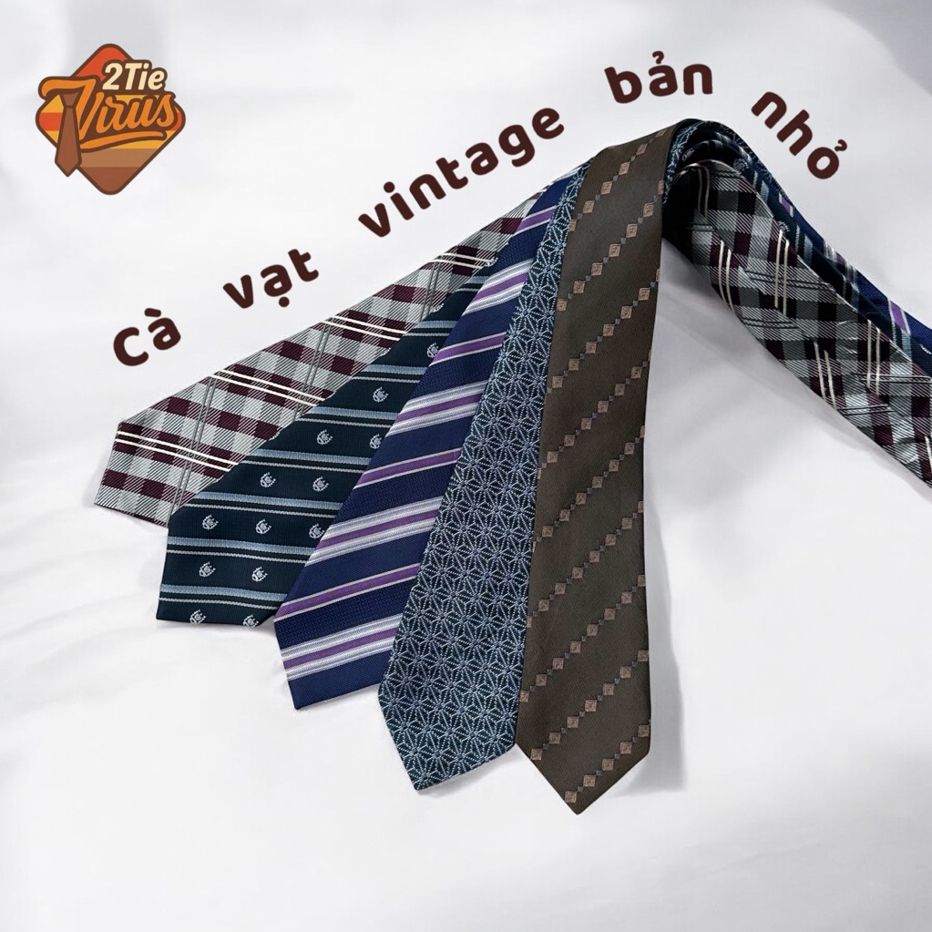 Cà vạt, caravat 2hand vintage Nhật bản nhỏ 5-6-7cm tuyển chọn